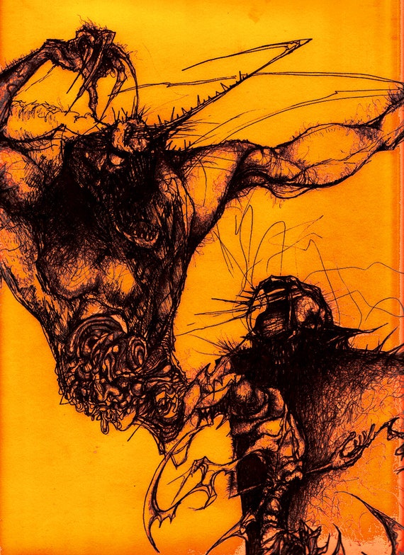 Dark Art Creepy Art Black Magic Horror Drawing Wall Art Etsy