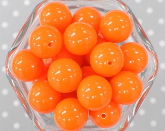 20mm Orange bubblegum beads, Orange acrylic chunky bubble gum bead, Solid beads in bulk, wholesale bubblegum beads for pens crafts