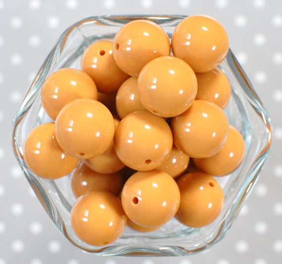 20mm Mustard Yellow Bubblegum Beads, Dark Yellow Acrylic Chunky