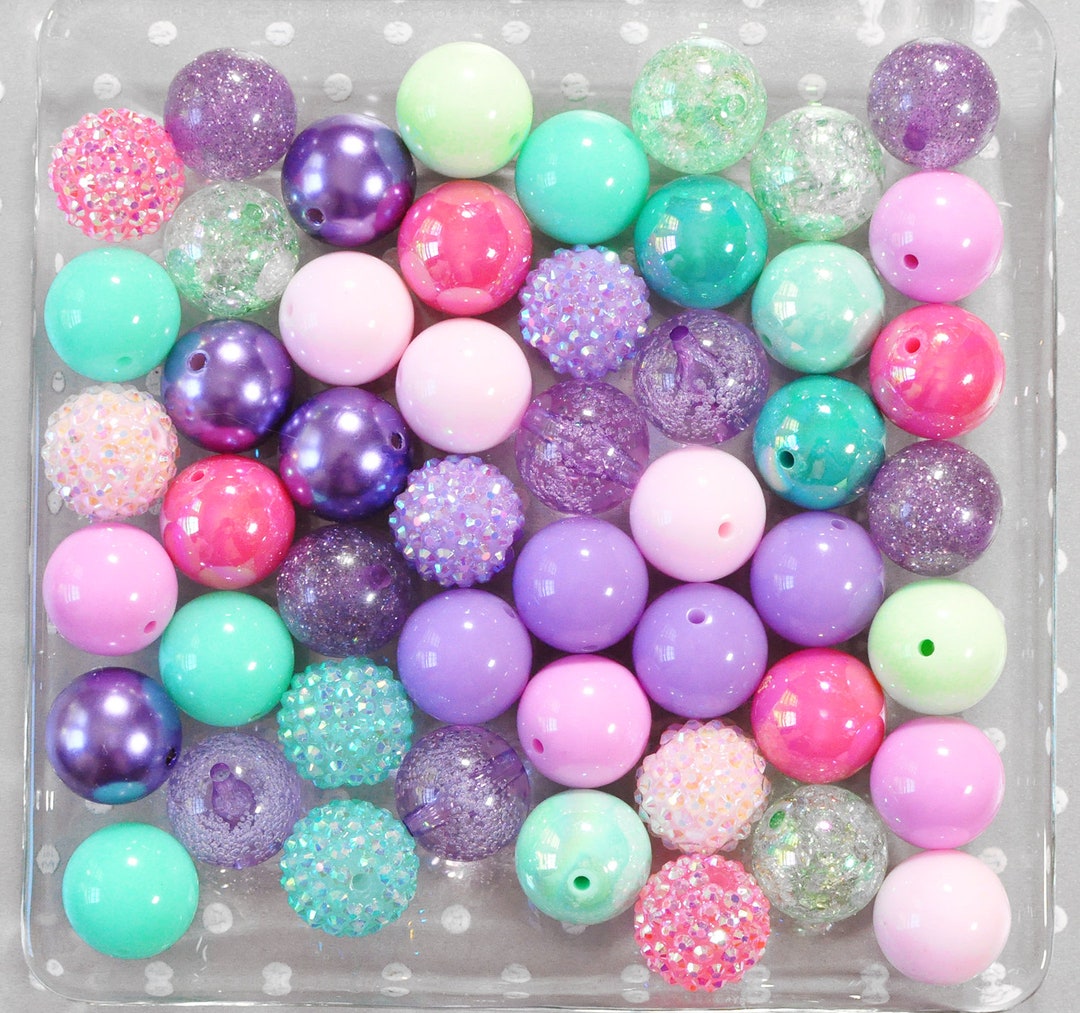 PASTEL Pink Blue BUBBLEGUM BEADS 20mm - 5 - Chunky Beads, Bubble Gum B –  Posh Glitter, LLC