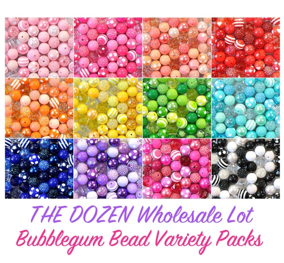 Huge Bubblegum Beads Wholesale Mix, Variety Pack Bead Mixes, 20mm