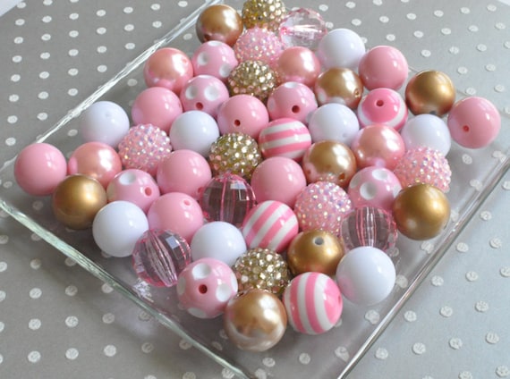 NEW 20mm Pink Resin Rhinestone Bubblegum Beads, Chunky Bubblegum Clear –  Beadstobows