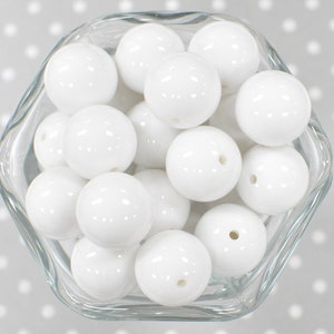 20mm White solid bubblegum beads in bulk, White large round acrylic statement beads, Chunky beads, Bubble gum gumball plastic beads for kids
