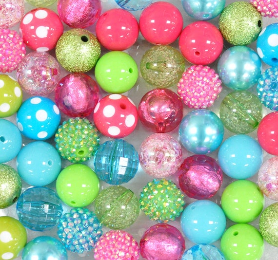 Color Pop Bubblegum Bead Mix Chunky Beads in Bulk Wholesale Pink
