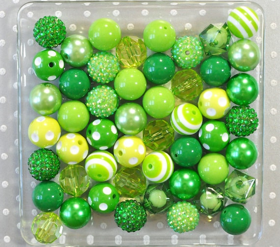 20mm Beads, Green Beads Variety Pack, Bubblegum Beads Wholesale