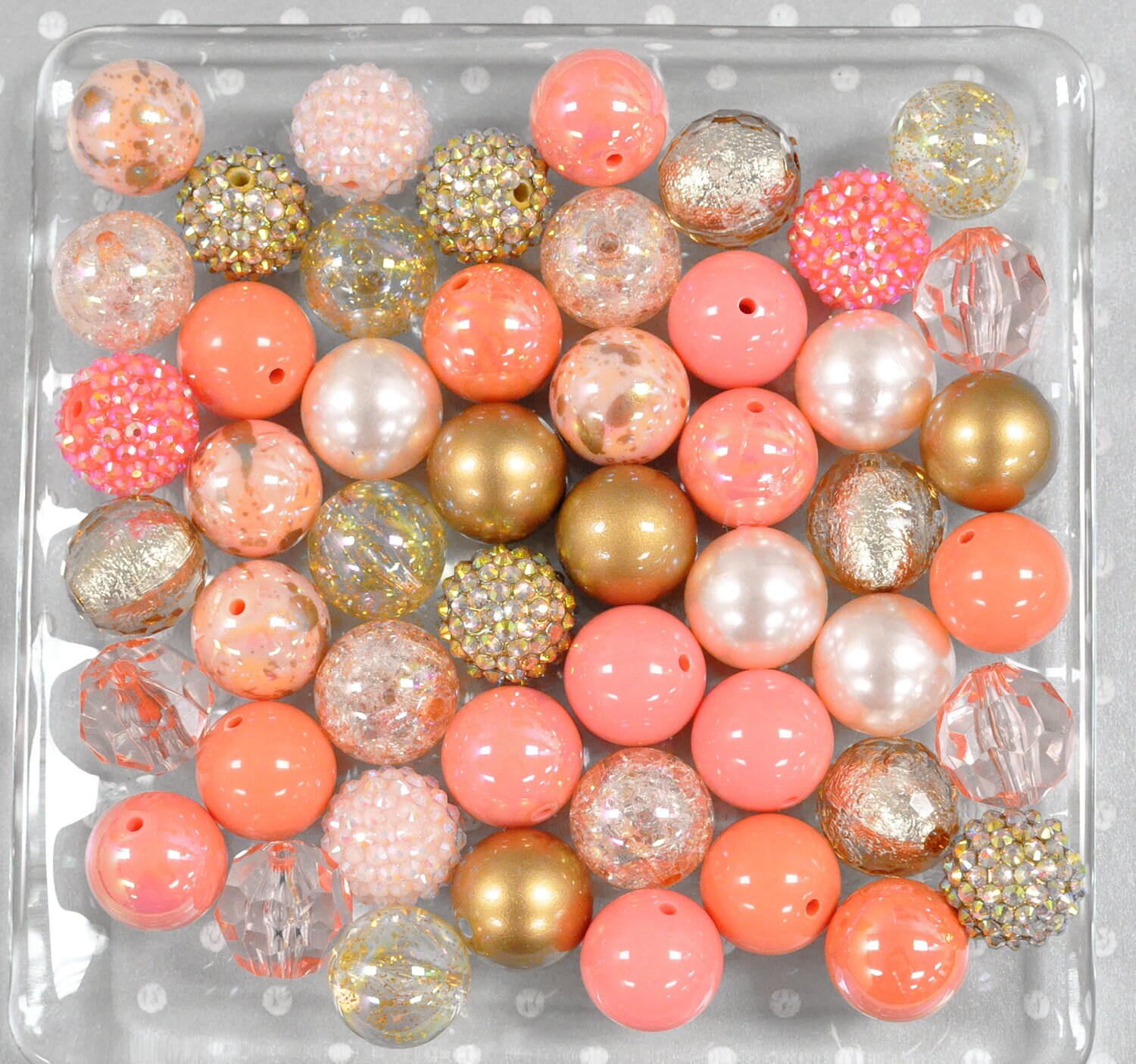 Peach Coral Gold Bubblegum Bead Mix Bubblegum Beads Wholesale