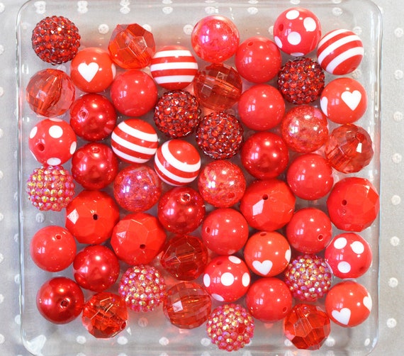 20mm beads, Red Beads Variety Pack, Bubblegum beads wholesale, Chunky  beads, Bubble gum beads, Beads in Bulk, Red bead mix