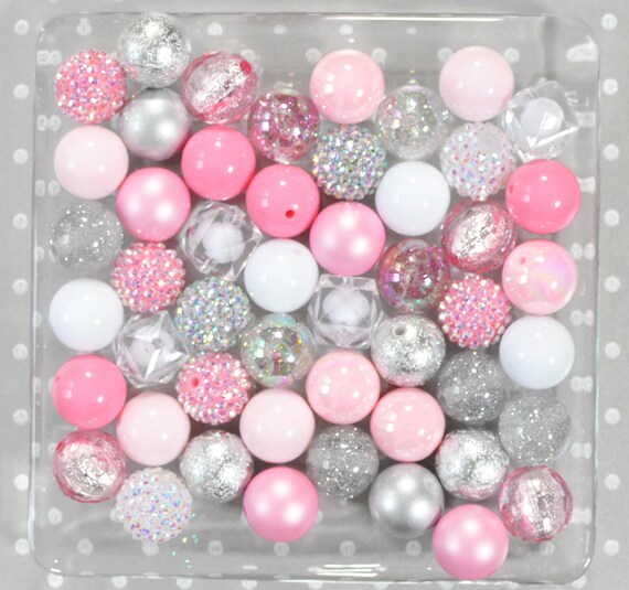 Pink & Black Christmas Gumball Beads - 21 Pink & Black Christmas Gumball Beads - 21