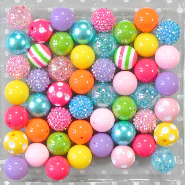 Rainbow Pop 20mm bubblegum beads mix, Chunky beads, Bubble gum beads, Bubblegum beads wholesale bulk, 20mm beads, Craft gift for kids