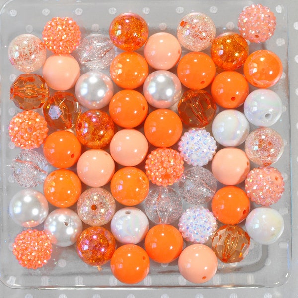 Orange Creamsicle bubblegum beads mix, Chunky beads, Bubble gum beads, Bubblegum beads wholesale bulk, 20mm beads, Orange cream beads