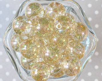 20mm Gold Glitter Bubble bubblegum bead, Gumball chunky plastic beads for crafts pens and jewelry, Bulk bubble gum beads,