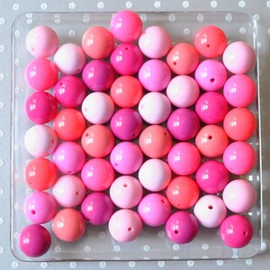 20mm Solids chunky bead variety mix, 250 piece Bubblegum bead bulk wholesale kit, Pink, Red, Orange, Yellow, Green, Blue, Aqua, Purple beads image 2