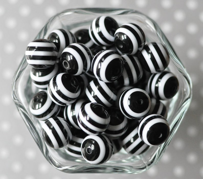 10 pieces 20mm black striped chunky bubblegum beads DIY baby necklaces