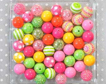 Fruit Punch bubblegum beads mix, 20mm beads, Spring beads, Chunky beads wholesale, Bubble gum beads for kids