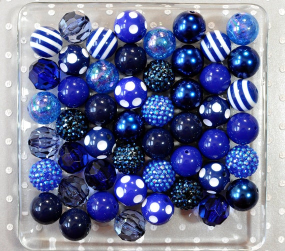 20mm beads, Navy and Royal Blue Beads Variety Pack, Bubblegum beads  wholesale, Chunky beads, Bubble gum beads, Beads in Bulk, Blue bead mix