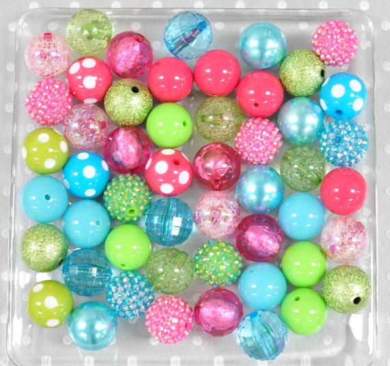 Color Pop Bubblegum Bead Mix, Chunky Beads in Bulk Wholesale, Pink