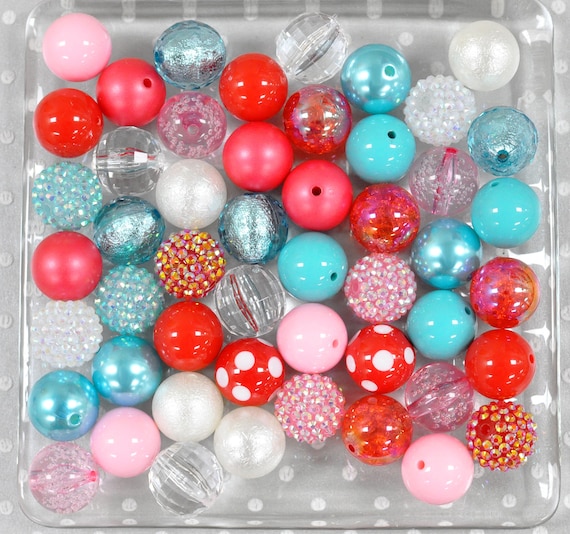 Pink & Black Christmas Gumball Beads - 21 Pink & Black Christmas Gumball Beads - 21