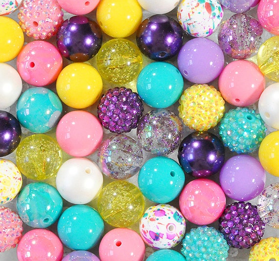 Purple and Blue Splatter Gumball Beads - 28 Purple and Blue Splatter Gumball Beads - 28