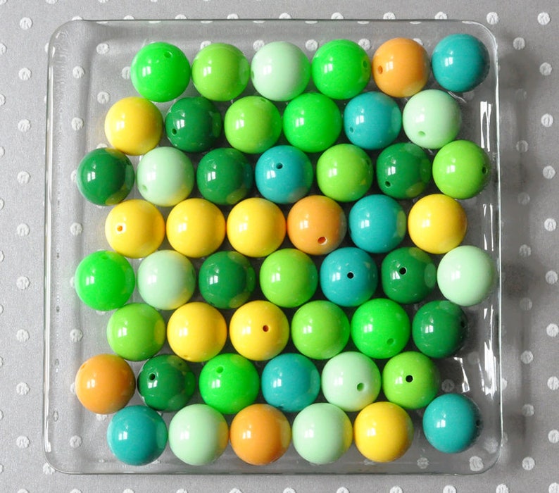 20mm Solids chunky bead variety mix, 250 piece Bubblegum bead bulk wholesale kit, Pink, Red, Orange, Yellow, Green, Blue, Aqua, Purple beads image 4