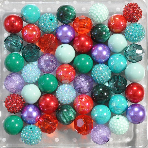 Mermaid Princess bubblegum beads mix, Chunky beads, Bubble gum beads, Bubblegum beads wholesale bulk, 20mm beads, Green purple red beads