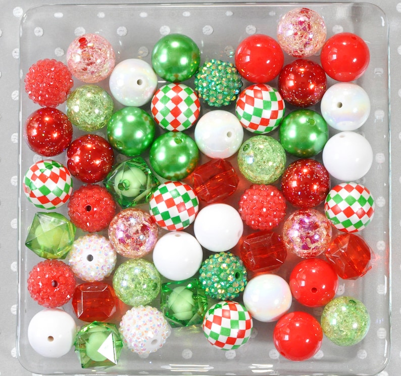 Christmas Elf Bubblegum Bead Mix Christmas Beads 20mm Beads Etsy