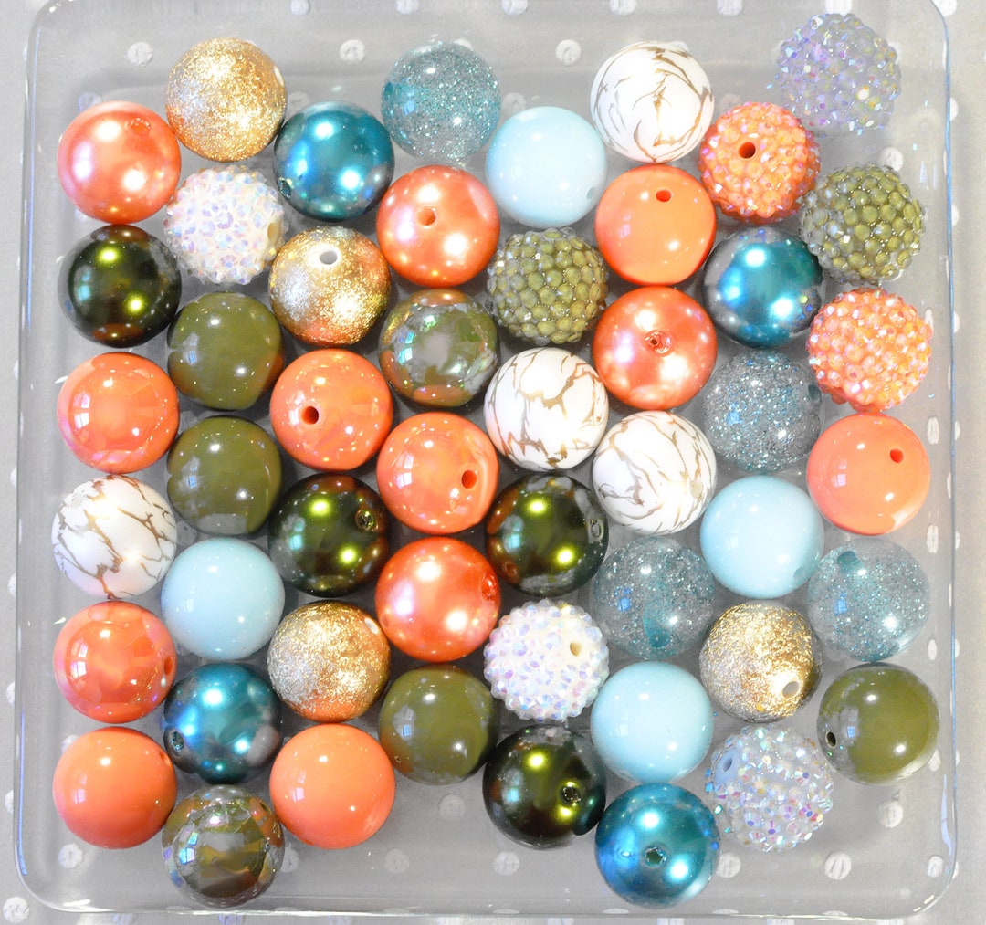 12mm Evergreen Eve bubblegum bead mix