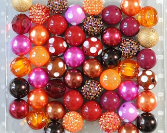 Butterscotch Berry bubblegum bead mix, Red brown orange gold Fall beads, 20mm beads, Bubble gum beads wholesale, Crafts for kids