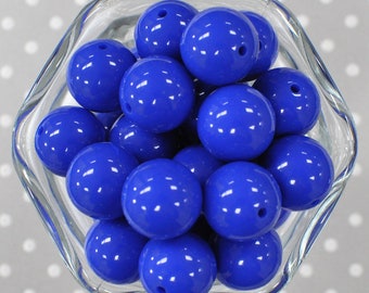 20mm Royal blue bubblegum beads, Blue acrylic chunky bubble gum bead, Solid beads in bulk, wholesale bubblegum beads for pens crafts
