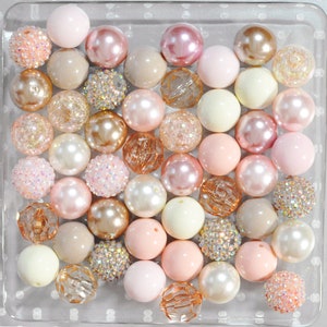Champagne Cake bubblegum bead mix, Ivory taupe pink peach chunky beads, 20mm or 12mm beads, Bubble gum beads wholesale, Wedding beads
