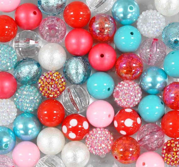 Pink & Black Christmas Gumball Beads - 21 Pink & Black Christmas Gumball Beads - 21