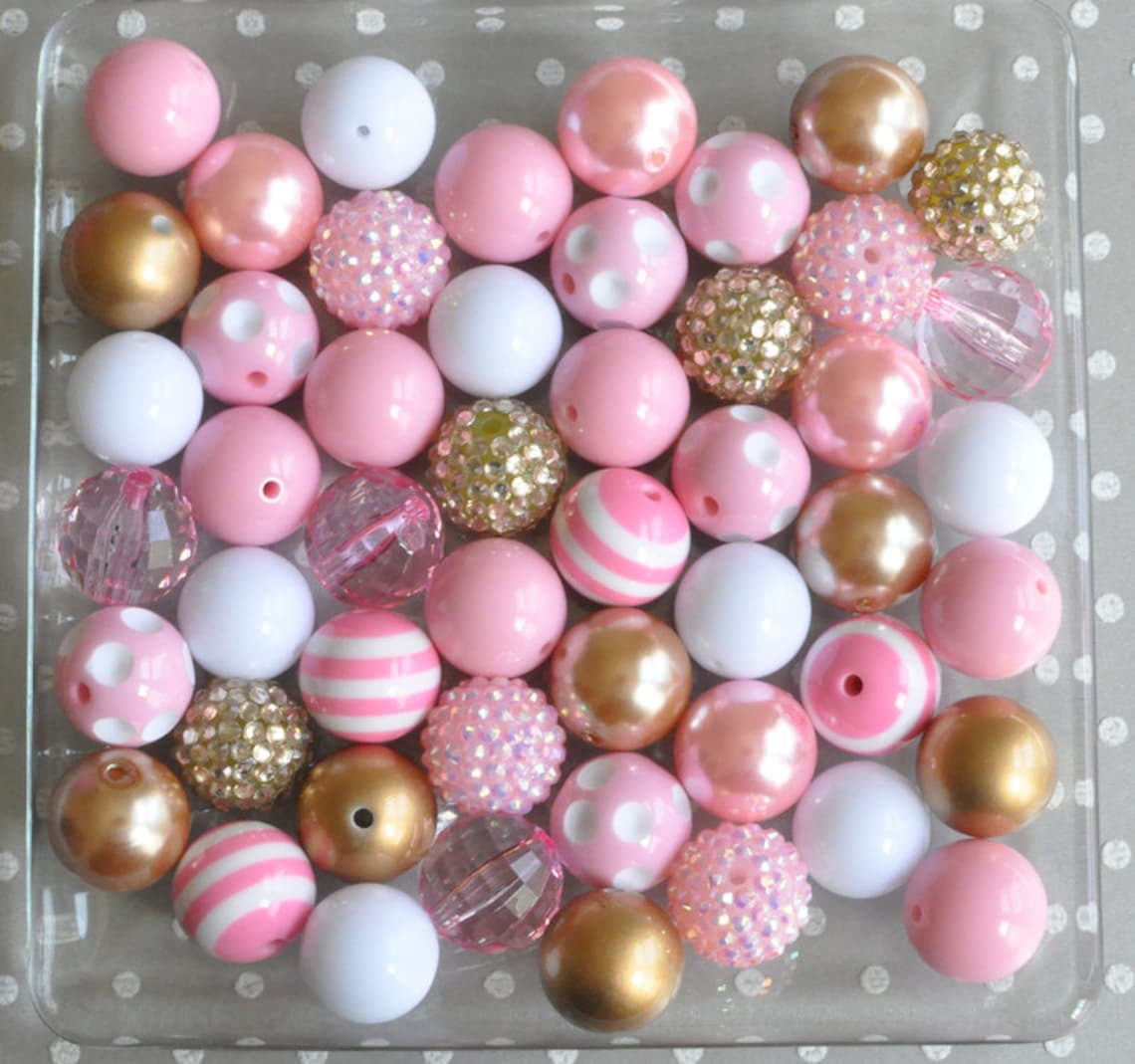 20mm bubblegum beads bulk Pink and gold bubblegum bead mix Etsy