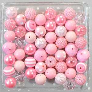 20mm beads, Pink Beads Variety Pack, Bubblegum beads wholesale, Chunky beads, Bubble gum beads, Beads in Bulk, Pink bead mix