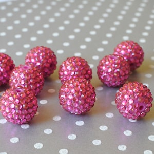 20mm Raspberry rhinestone bubblegum bead, Dark pink fuchsia rhinestone gumball bead, Chunky statement bead, Bead for chunky necklace jewelry