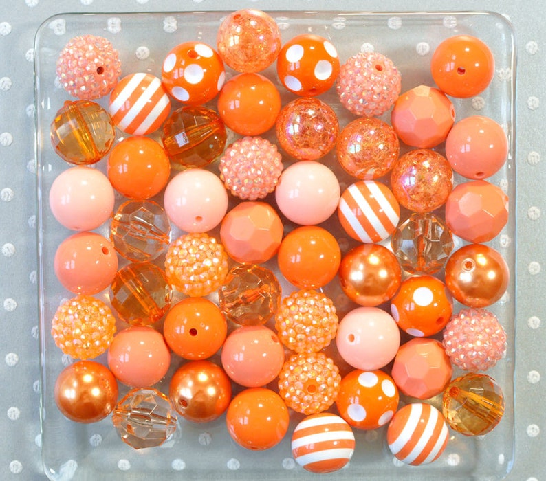 20mm Beads Orange Beads Variety Pack Bubblegum Beads Etsy
