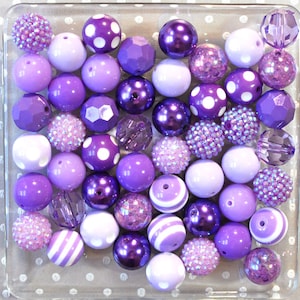 20mm Purple Bubblegum Beads Variety Pack, Acrylic Purple Chunky Beads