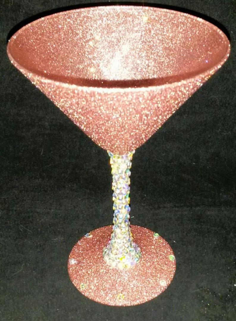 Glitter cocktail glass with a gemmed stem Etsy