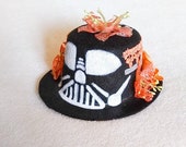 Darth Vader Inspired Black and Orange Colorful Flower Fascinator Mini Top Hat