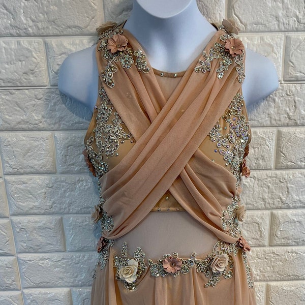 Nude and Blush pink Solo Dance competition Costume. Size Child large *Ready to Ship*