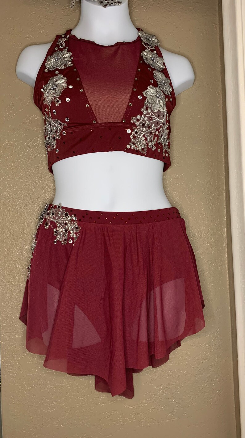 Burgundy Solo dance costume/ Dance costume / Competition dance Etsy