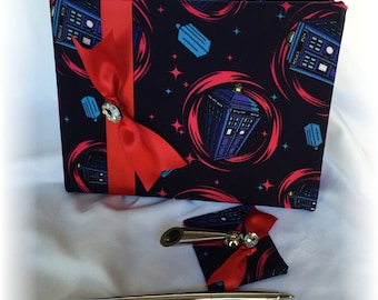 Livro de visitas e caneta de casamento Doctor Who, Livro de visitas do Dr Who da Marinha, Livro de visitas de casamento de ficção científica, Livro de visitas de Doctor Who