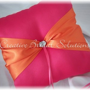 Fuchsia Pink and Orange Wedding Ring Bearer Pillow