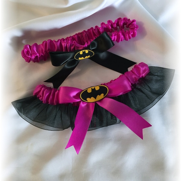 Batman Mariage Jarretière nuptiale- Rose, Superhero Jarretière nuptiale, Jarretière pour mariée, Jarretière Set