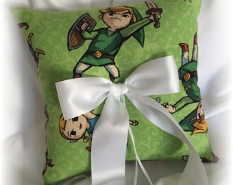 Almofada de aliança de casamento The Legend of Zelda, almofada de aliança de casamento Zelda, almofada de aliança de casamento com tema de videogame, casamento Legend of Zelda