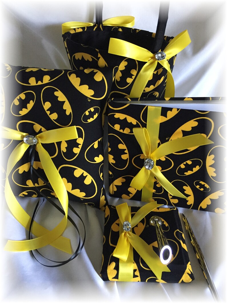 Batman Wedding Guest Book Pen Flower Basket Ring Pillow Etsy