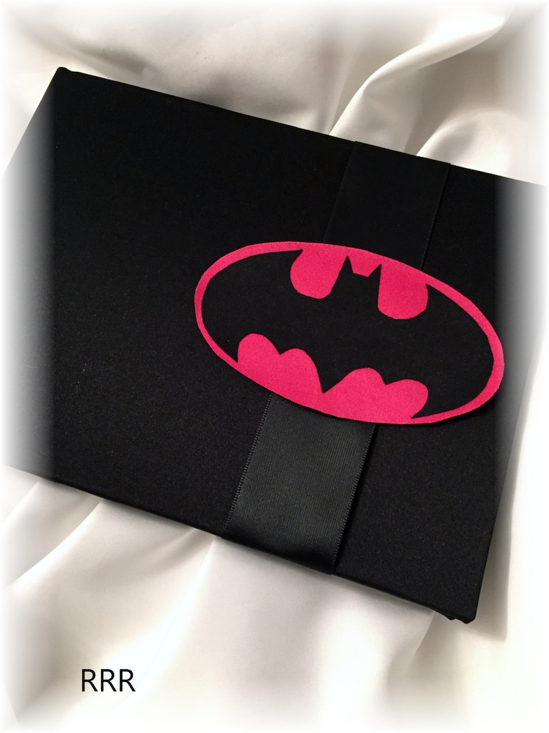 Superhero Wedding Black and Pink Wedding Guest Book Batman Wedding Guest Book