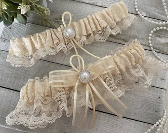 Ivory Lace Wedding Garter, Ivory Garter Set, Wedding Bridal Garter, Garter for Bride, Ivory Garter, Lace Garter Set