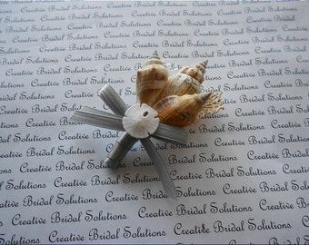 Prata dólar de areia concha noivo padrinhos casamento boutonniere buraco de botão