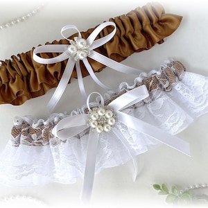 Copper Bridal Garter, Copper and White Bridal Garter, Copper Garter for Bride, Wedding Garter, Copper Garter, Garter for Bride