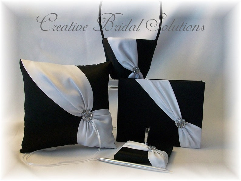 Black and White Flower Girl Basket Diagonal Etsy