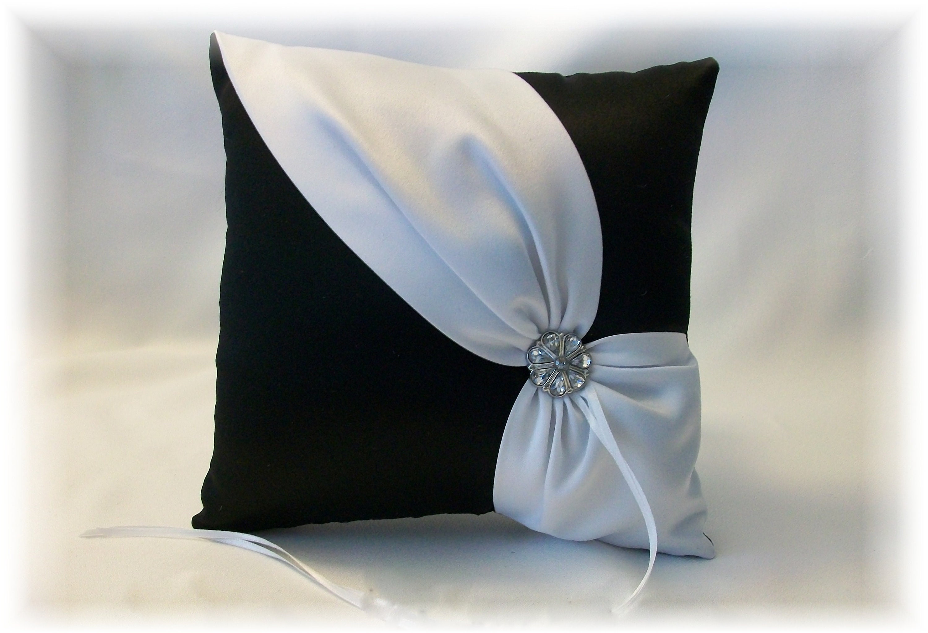 Black and White Wedding Ring Bearer Pillow Diagonal Etsy Canada